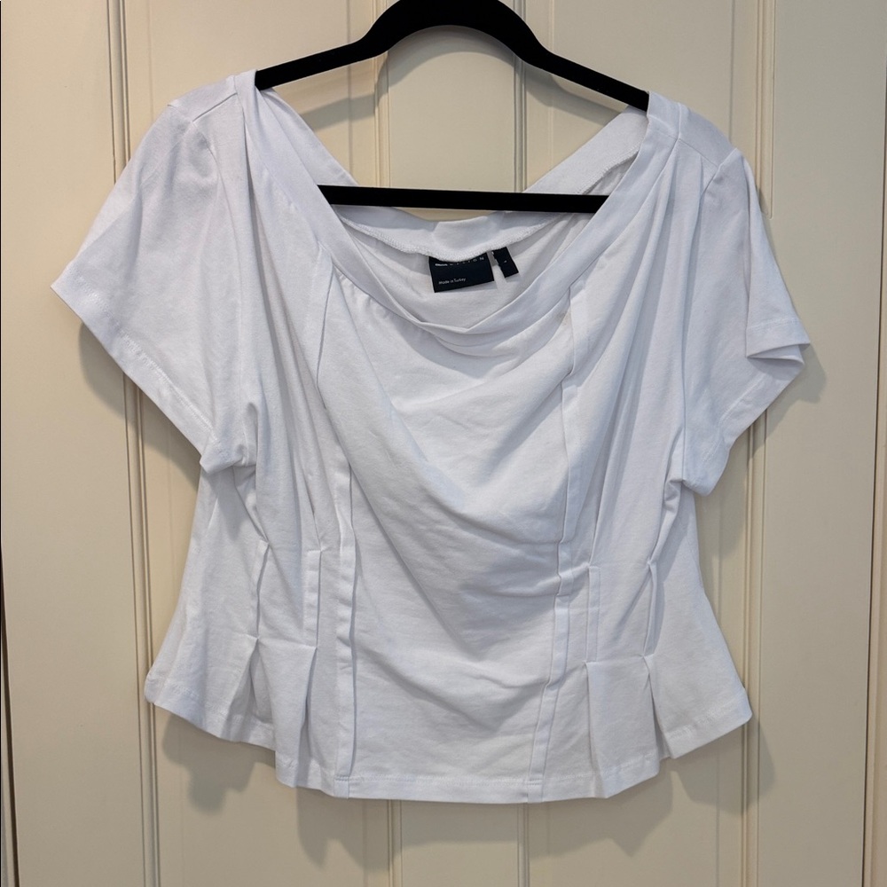 ASOS White Cowl Neck Short Sleeve Top